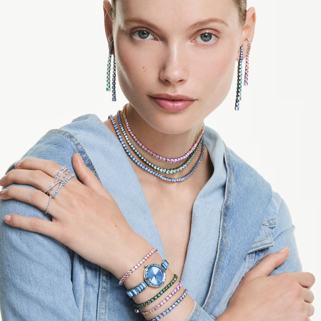 Swarovski Matrix kaulakoru, vihreät ja siniset zirkonit, 5751192