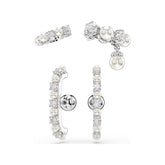 Swarovski Matrix korvakorut, setti, vaalea metalli, kirkkaat zirkonit ja valkoiset helmet 5691715
