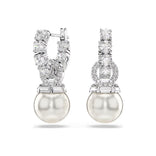 Swarovski Matrix korvakorut, vaalea metalli, kirkkaat zirkonit ja valkoiset helmet, 5691716