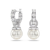 Swarovski Matrix korvakorut, vaalea metalli, kirkkaat zirkonit ja valkoiset helmet, 5691716