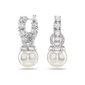 Swarovski Matrix korvakorut, vaalea metalli, kirkkaat zirkonit ja valkoiset helmet, 5691716