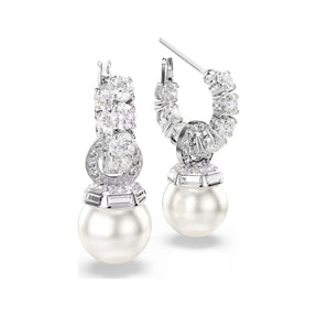 Swarovski Matrix korvakorut, vaalea metalli, kirkkaat zirkonit ja valkoiset helmet, 5691716