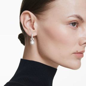 Swarovski Matrix korvakorut, vaalea metalli, kirkkaat zirkonit ja valkoiset helmet, 5691716