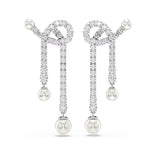 Swarovski Matrix korvakorut, vaalea metalli kirkkailla kristalleilla ja valkoisilla helmillä 5692417