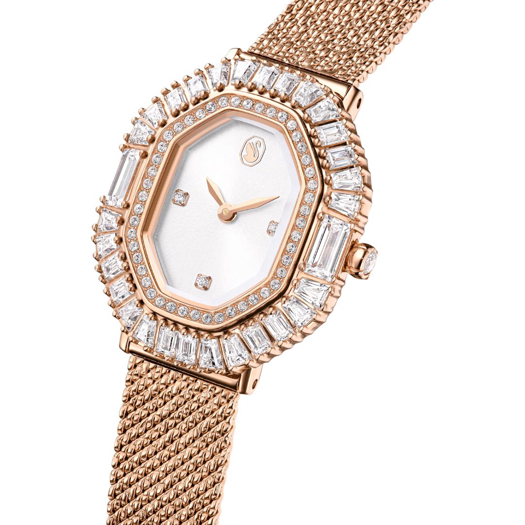 Swarovski Matrix octagon rannekello, ruusukullanvärinen ja kirkkaat kristallit, 5732497