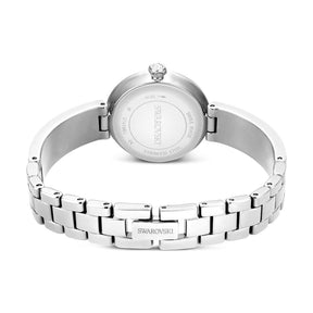 Swarovski Matrix pearl bangle rannekello, hopeanväri, valkoiset helmet ja kirkkaat kristallit, 5743680