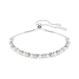 Swarovski Matrix rannekoru sydänaiheella, vaalea metalli kirkkailla kristalleilla ja valkoisilla helmillä 5689633