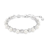 Swarovski Matrix rannekoru, vaalea metalli, kirkkaat kristallit ja valkoiset helmet, 5689625