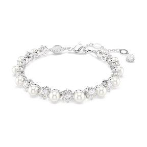 Swarovski Matrix rannekoru, vaalea metalli, kirkkaat kristallit ja valkoiset helmet, 5689625