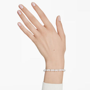 Swarovski Matrix rannekoru, vaalea metalli, kirkkaat kristallit ja valkoiset helmet, 5689625