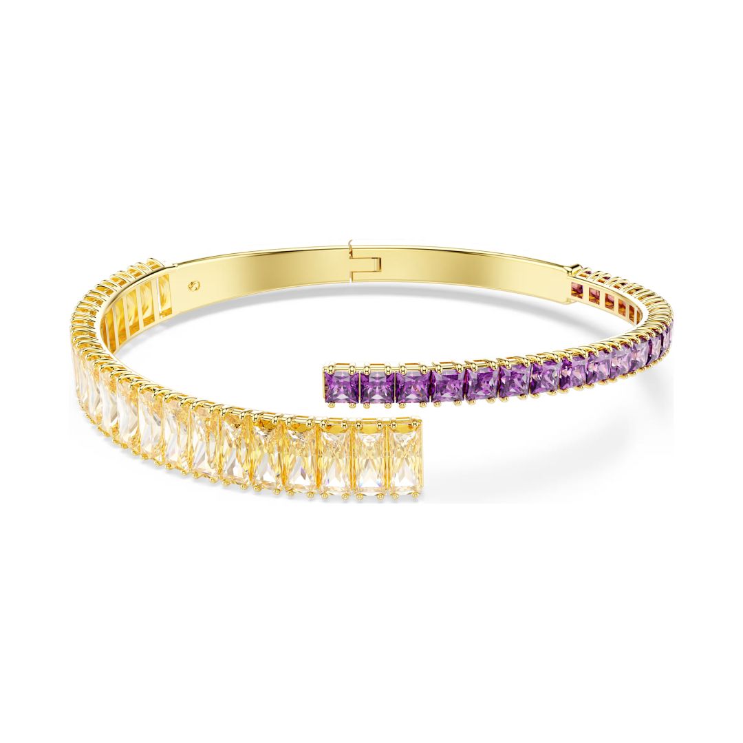 Swarovski Matrix rannerengas, keltakullanvärinen, violetit ja ruskeat kristallit