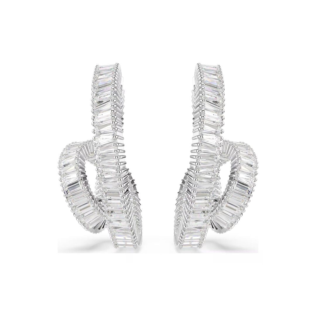 Swarovski Matrix Hoop Earrings, White Zircons, 5727113