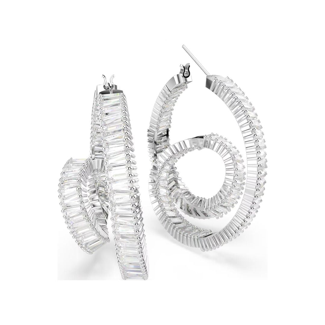 Swarovski Matrix Hoop Earrings, White Zircons, 5727113