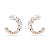 Swarovski Matrix Hoop Earrings, Rose Gold Color with White Swarovski Matrix Hoop Earrings, Rose Gold Color with White