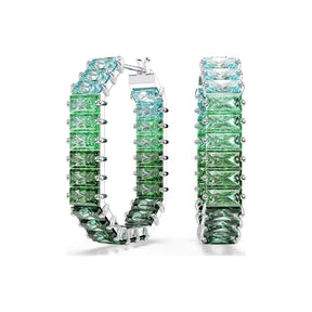 Swarovski Matrix rengaskorvakorut, vaalea metalli ja vihreät kristallit, 5705787