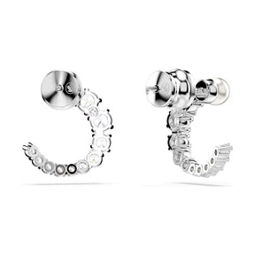 Swarovski Matrix rengaskorvakorut, vaalea metalli kirkkailla kristalleilla ja valkoisella helmellä 5692260
