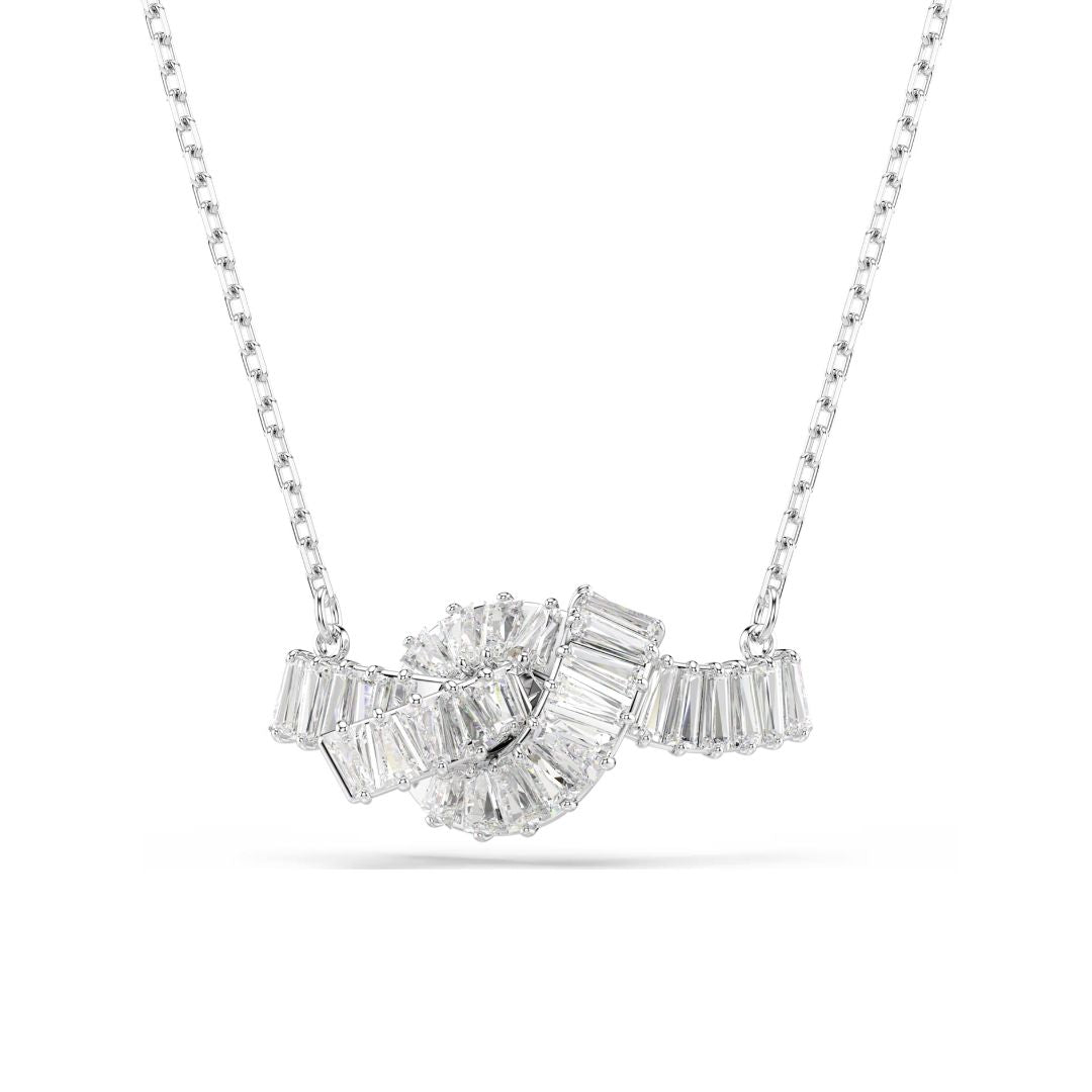 Swarovski Matrix Pendant, Rhodium Plated Metal and White Crystals 5728