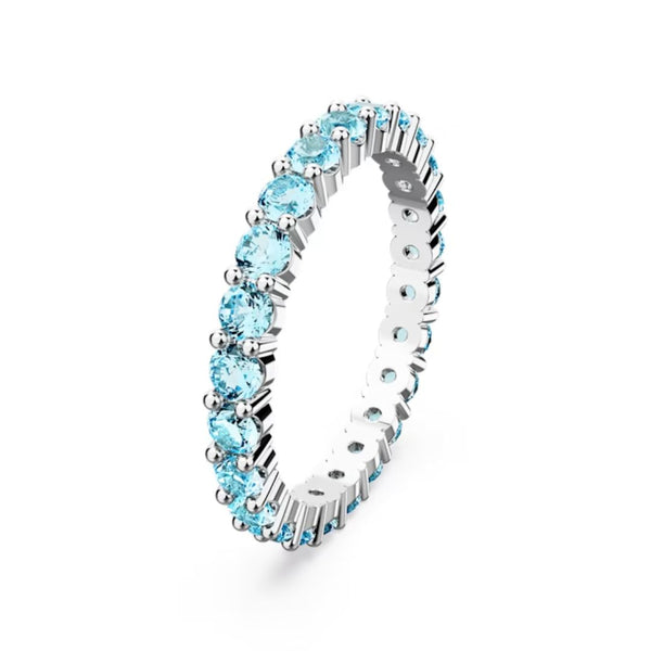 Swarovski Matrix Ring, Rhodium Plated and Blue Crystals, 5658672