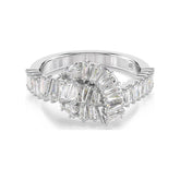 Swarovski Matrix sormus, vaalea metalli ja kirkkaat kristallit