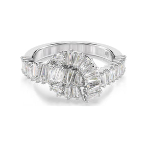 Swarovski Matrix sormus, vaalea metalli ja kirkkaat kristallit