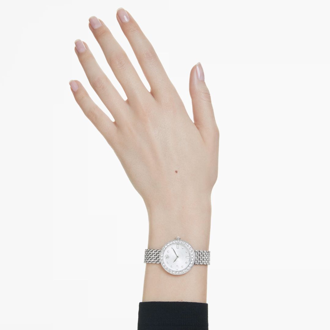 Swarovski Matrix tennis 7-link rannekello, hopeanväri ja kirkkaat kristallit, 5673022