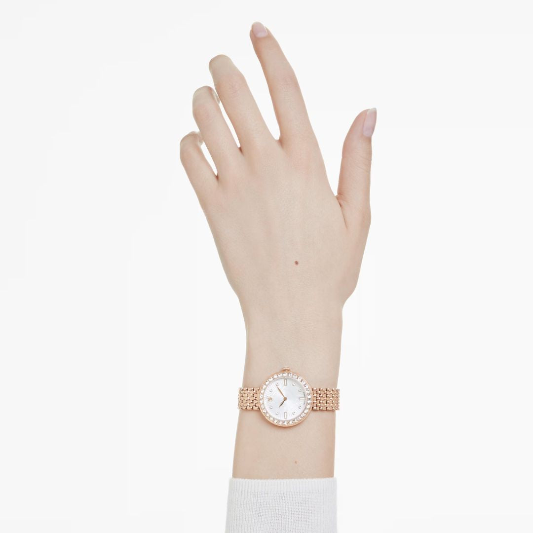Swarovski Matrix Tennis 7-link Watch, Rose Gold-Tone and White Crystal