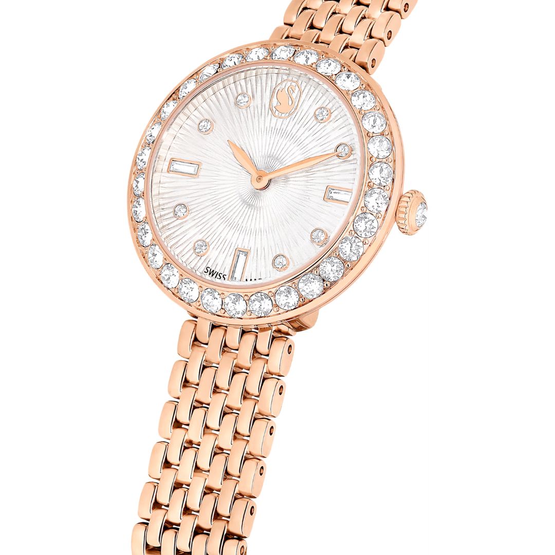 Swarovski Matrix tennis 7-link rannekello, ruusukullanväri ja kirkkaat kristallit, 5672981