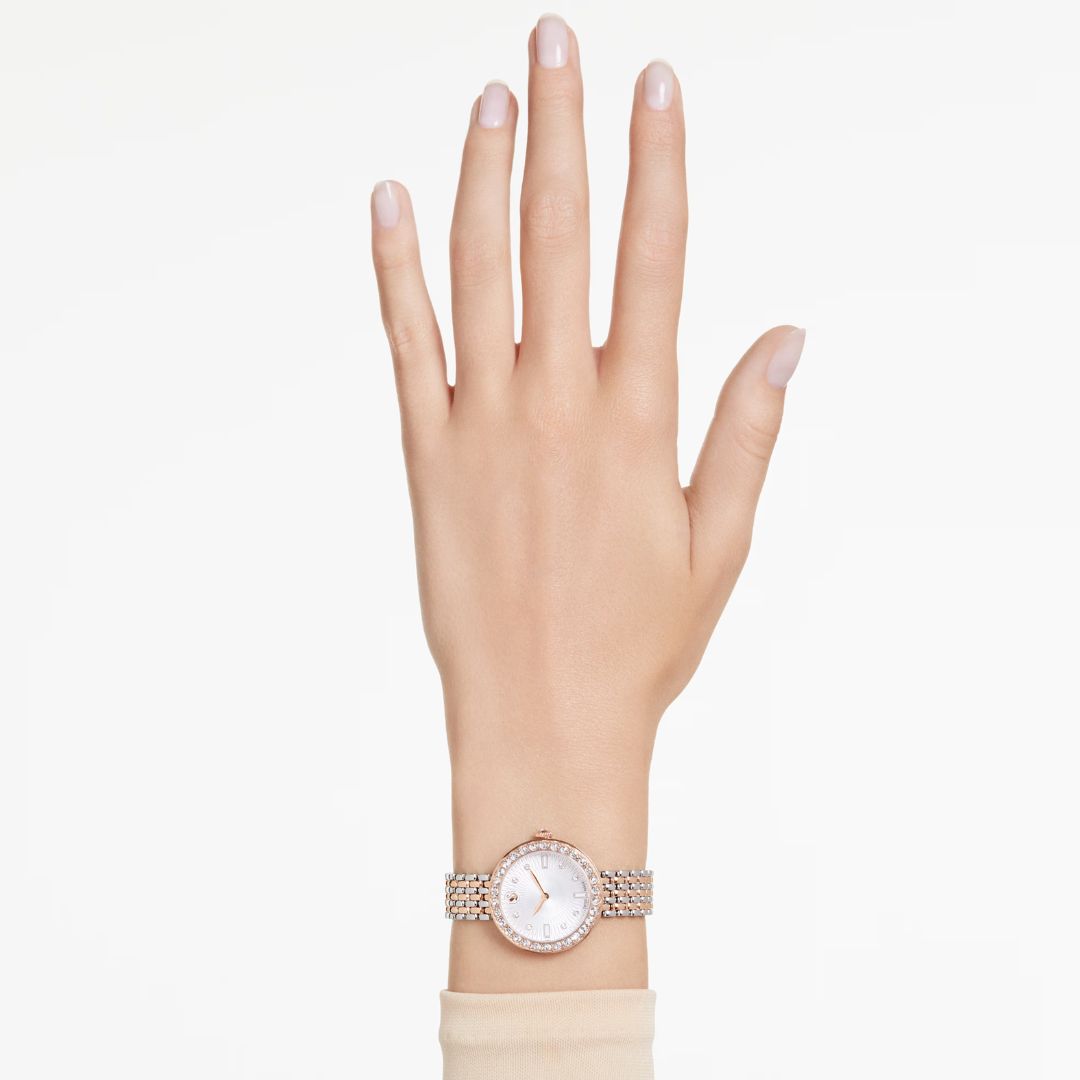 Swarovski Matrix tennis 7-link rannekello, ruusukullanväri, hopeanväri ja kirkkaat kristallit, 5672971