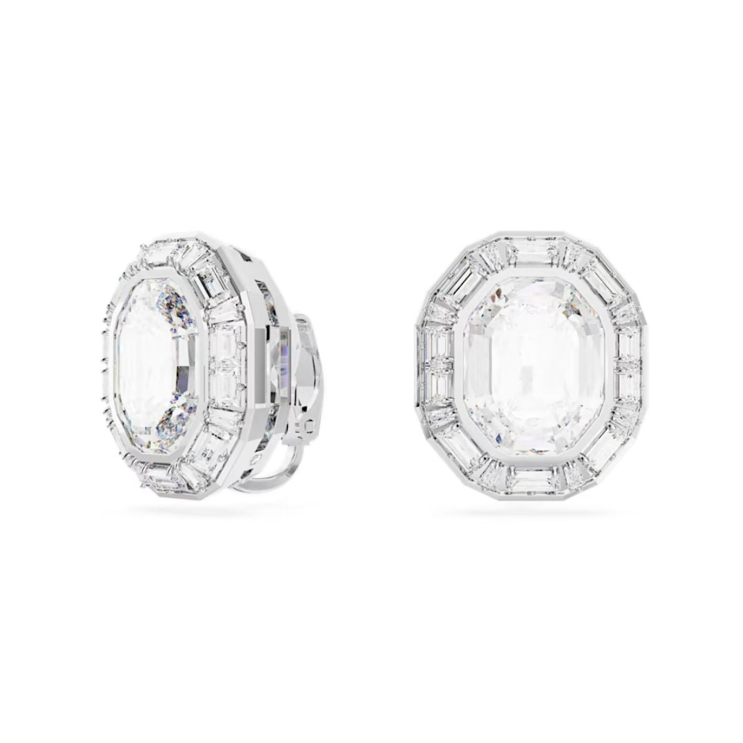Swarovski Mesmera Clip Earrings, Rhodium Plated and White