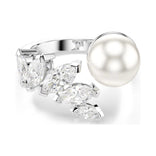 Swarovski Mesmera sormus, vaalea metalli, helmi ja kirkkaat zirkonit, 5748009