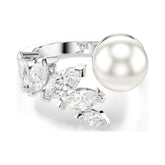 Swarovski Mesmera sormus, vaalea metalli, helmi ja kirkkaat zirkonit, 5748009