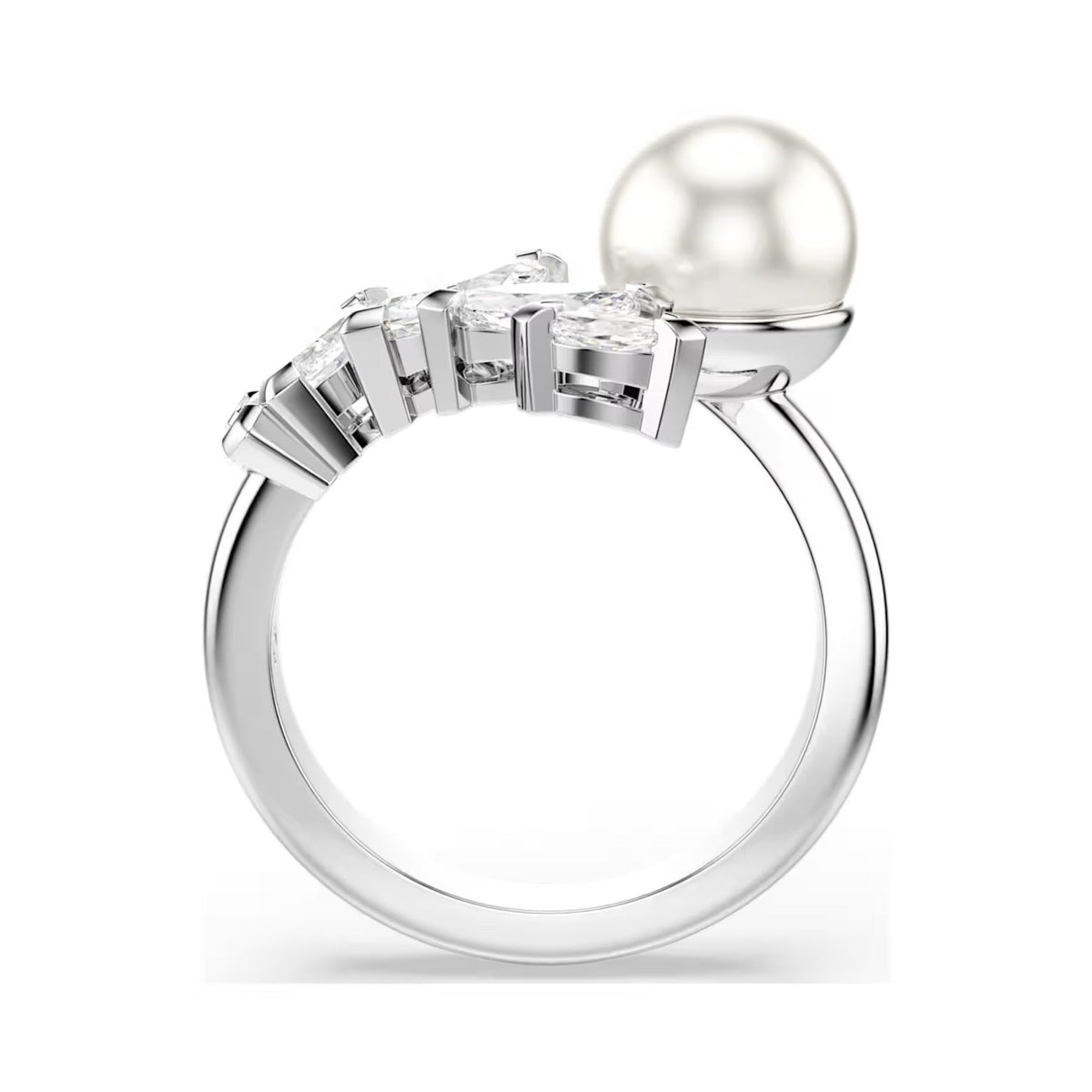 Swarovski Mesmera sormus, vaalea metalli, helmi ja kirkkaat zirkonit, 5748009