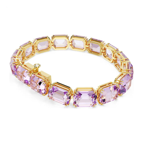 Swarovski Millenia Tennis Bracelet, Yellow Gold Color and Purple Cryst