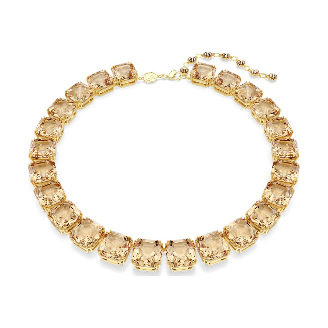 Swarovski Millenia Necklace, Yellow Gold Color and Brown Crystals 5718