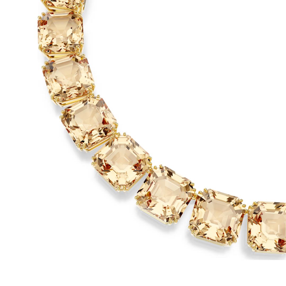 Swarovski Millenia Necklace, Yellow Gold Color and Brown Crystals 5718