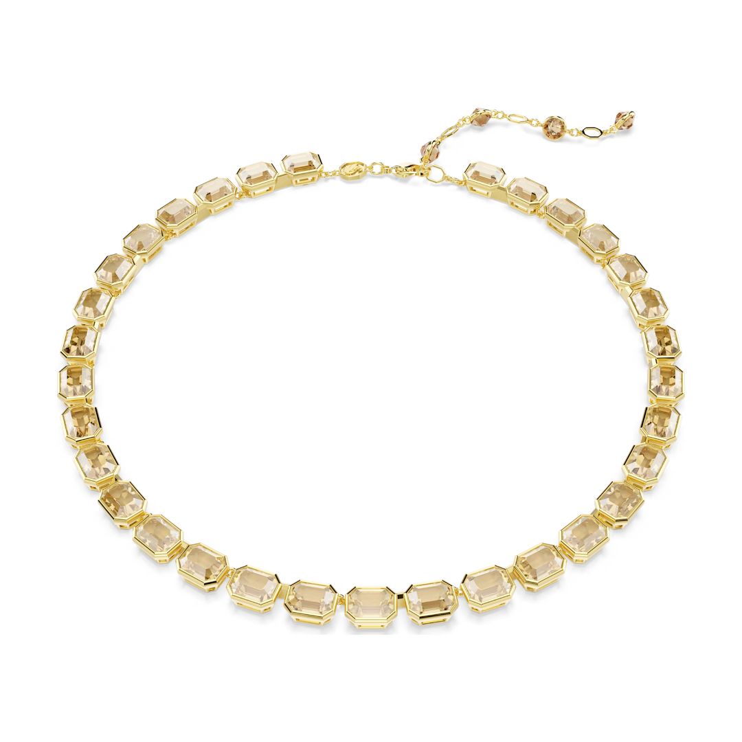 極美品 スワロフスキー ネックレス ミレニア イエロー ゴールド 5616514 Swarovski Millenia Necklace, Yellow Gold Color and Brown Crystals 5718