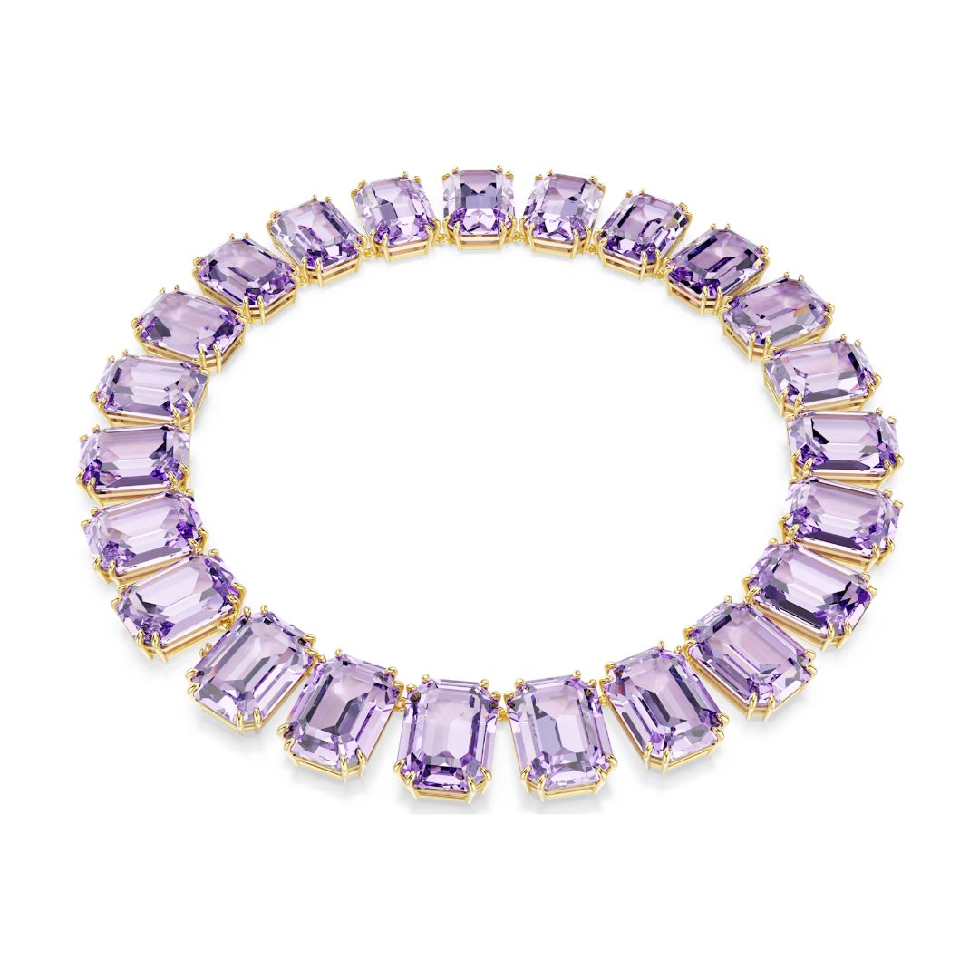 Swarovski Millenia Necklace, Yellow Gold Color and Purple Crystals 573