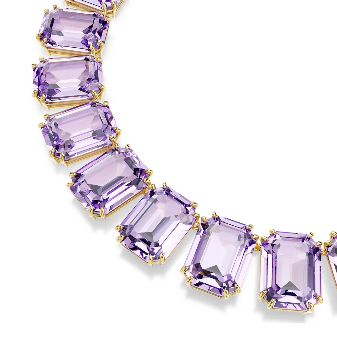 Swarovski Millenia Necklace, Yellow Gold Color and Purple Crystals 573