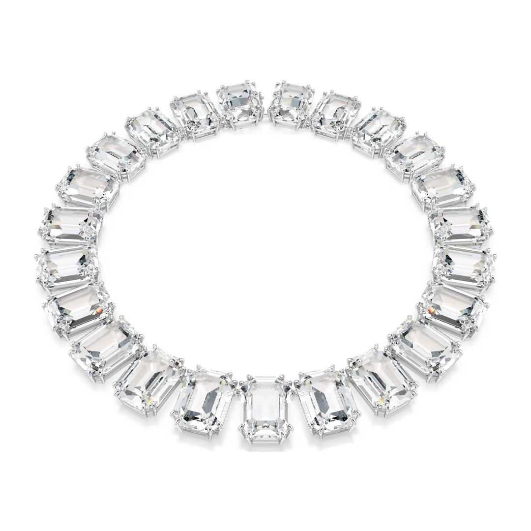 Swarovski Millenia Necklace, Rhodium Plated Metal and White Crystals 5