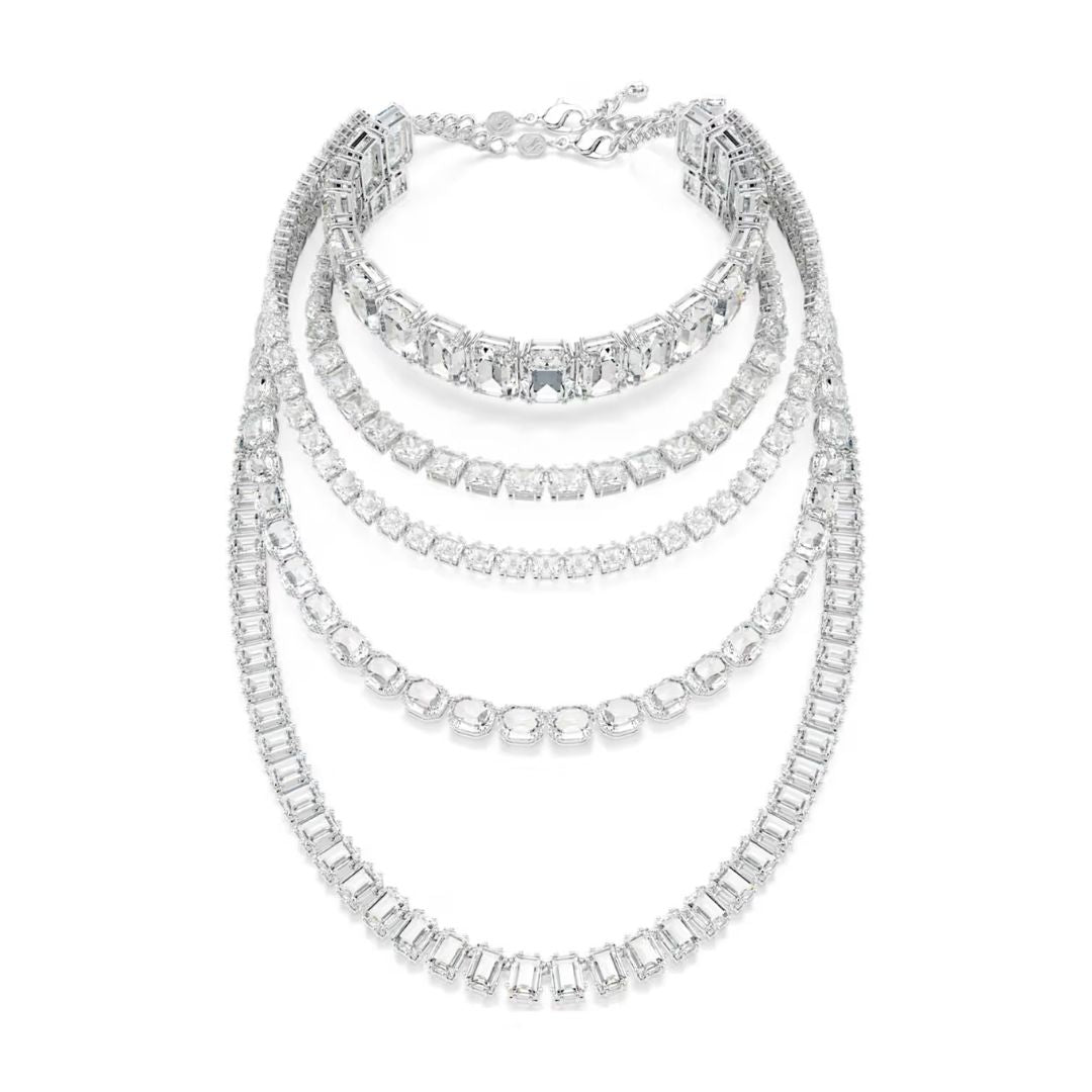 Swarovski Millenia Necklace, Rhodium Plated Metal and White Crystals 5