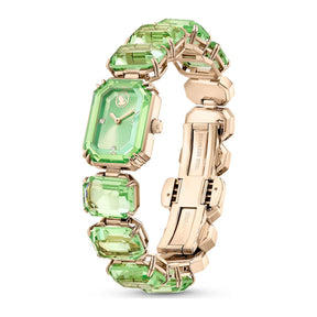 Swarovski Millenia octagon rannekello, samppanjakullanvärinen ja vihreät kristallit, 5729842
