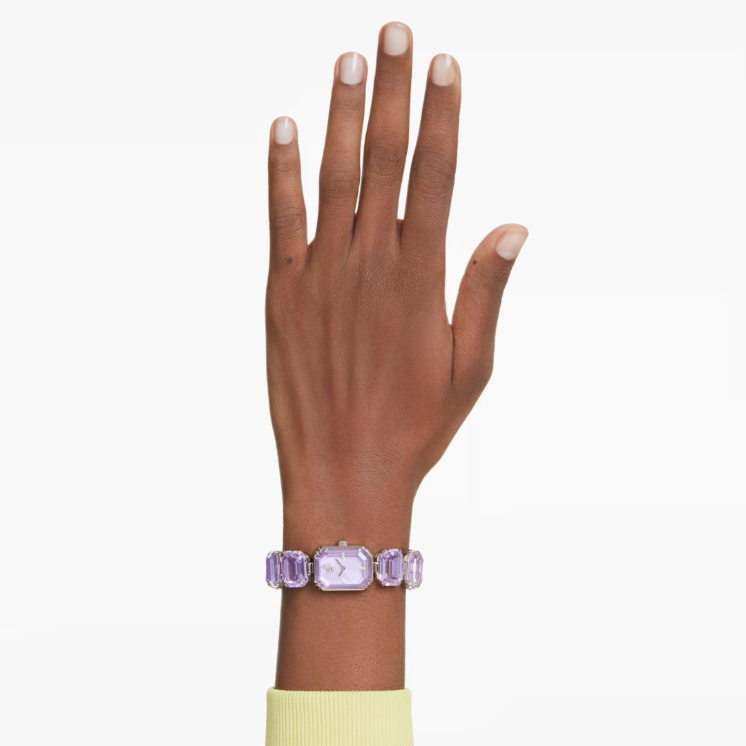 ✨レアデザイン✨SWAROVSKI クロノグラフ　パープルベルト Swarovski Millenia Octagon Watch, Champagne Gold and Purple Crystals,