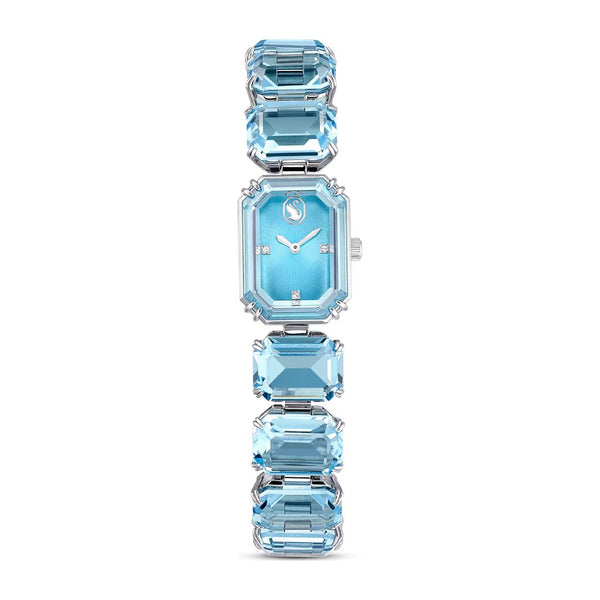 Swarovski Millenia Octagon Watch, Rhodium Plated Metal and Blue Crysta
