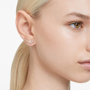 Swarovski Nice Earrings Rose Gold Tone Plated and White Crystals 566