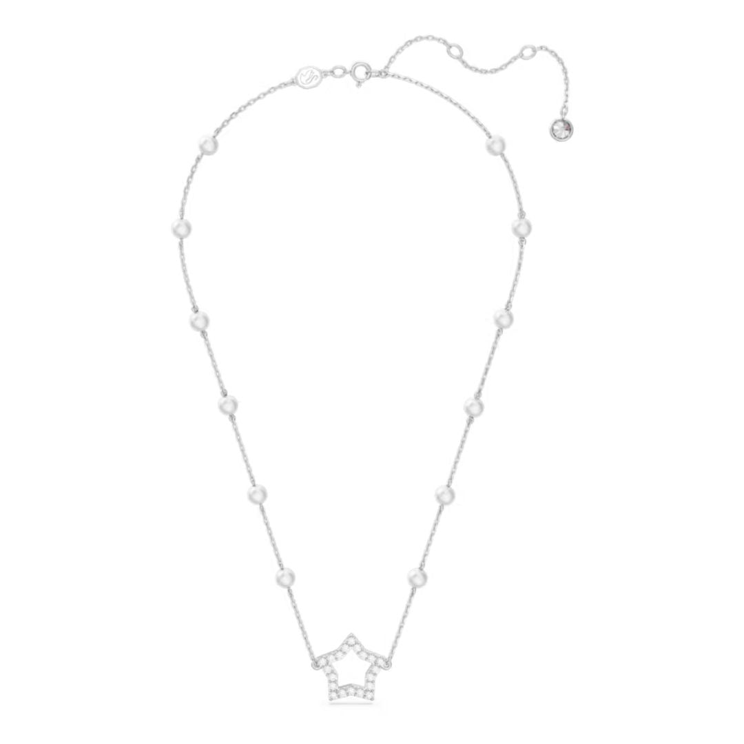 Swarovski Stella Star Necklace, Rgodium Plated Metal, White Crystals a
