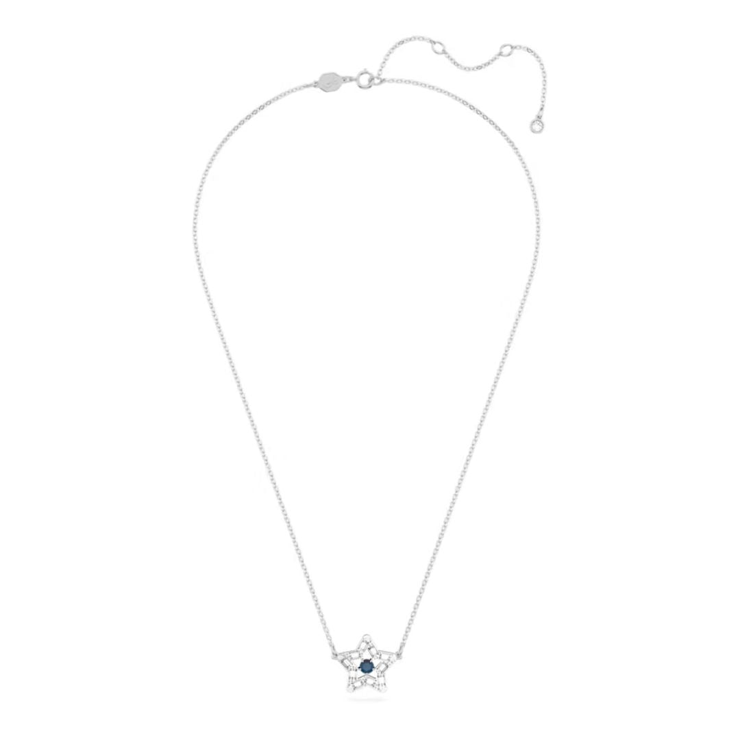 Swarovski Stella Star Pendant, Rhodium Plated Metal and Blue Crystals