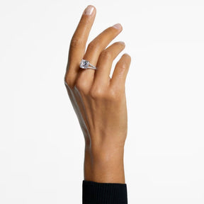 Swarovski Stilla Cocktail sormus, vaalea metalli ja kirkkaat kristallit