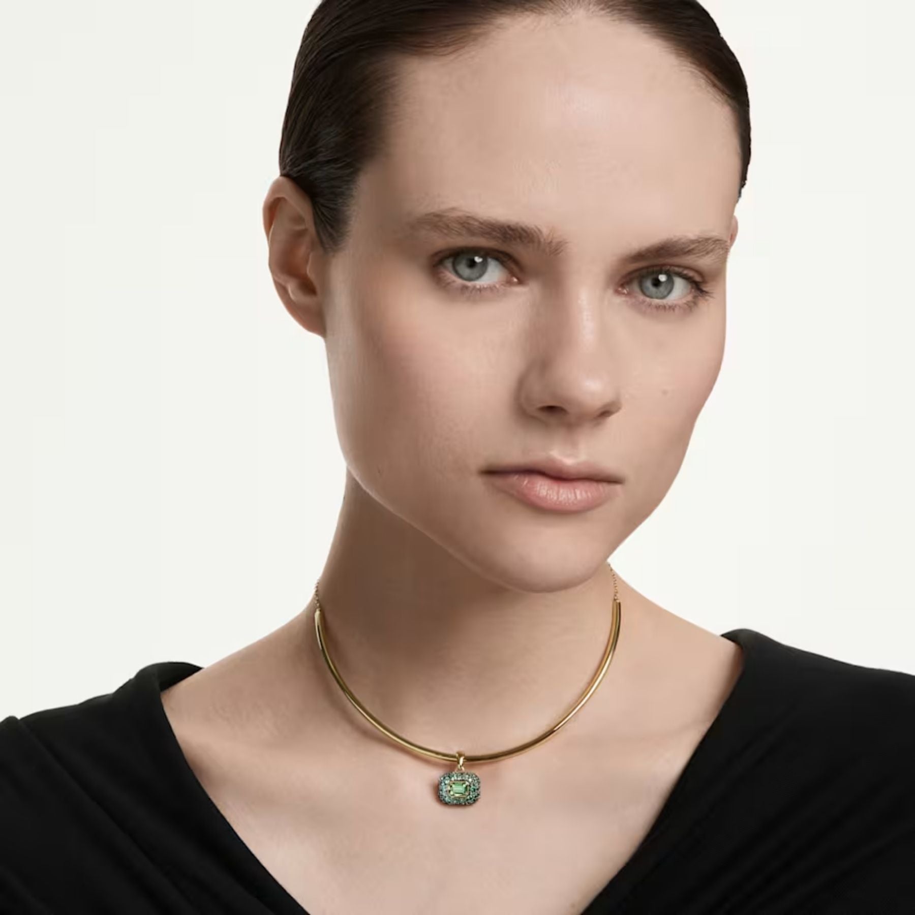 Swarovski Sublima choker kaulakoru, keltakullattu ja vihreät zirkonit, 5760763