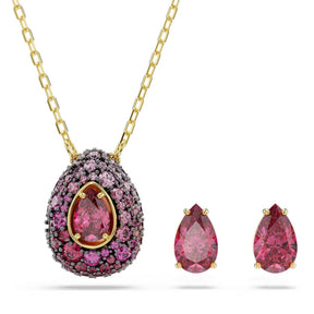 Swarovski Sublima korusetti, riipus ja korvakorut, keltakullattu ja punaiset zirkonit, 5752883