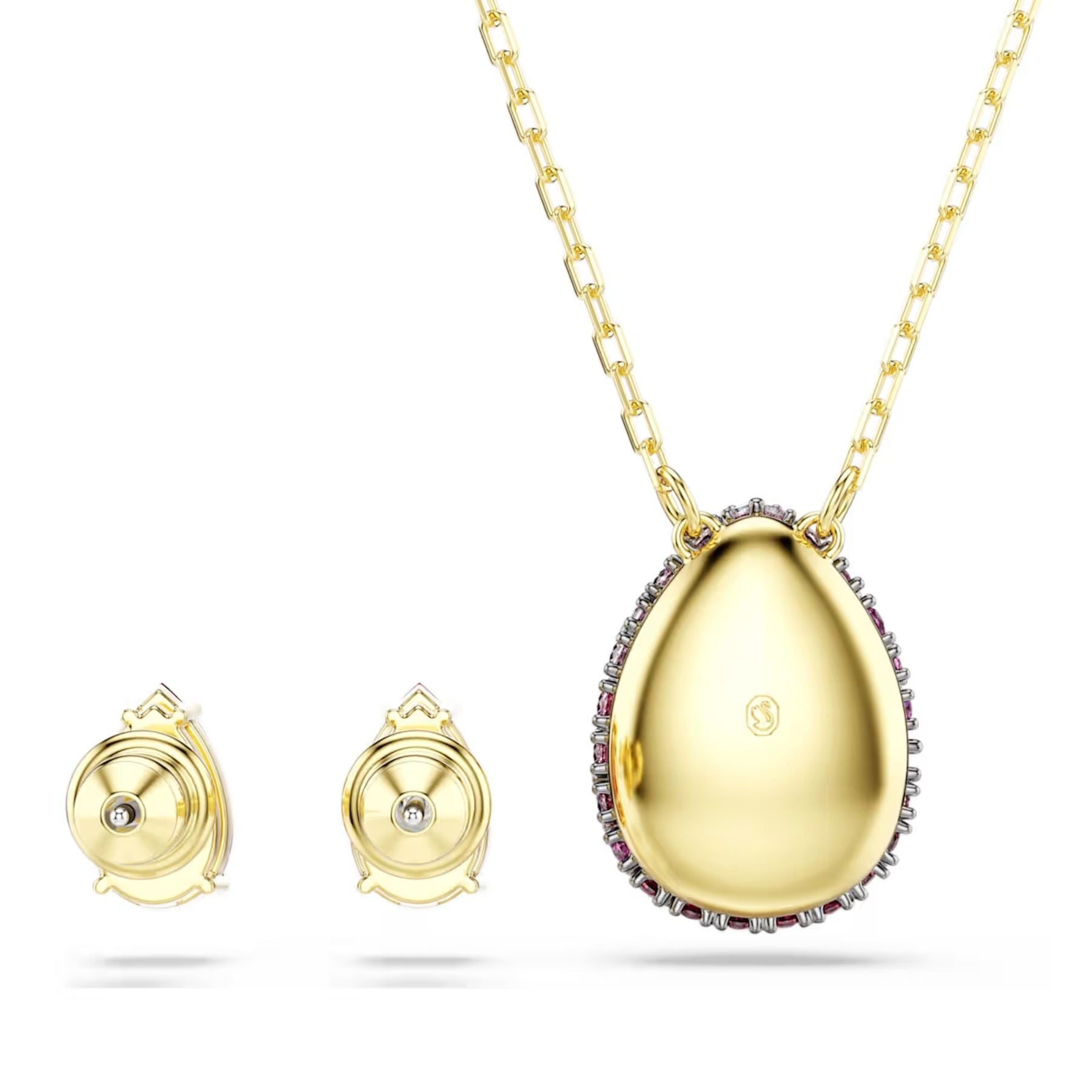 Swarovski Sublima korusetti, riipus ja korvakorut, keltakullattu ja punaiset zirkonit, 5752883